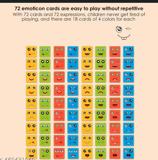 Face Changing Game for Kids – Smiley Emoji Cube | 16 Face Cubes & 72 Cards (Multi Color)